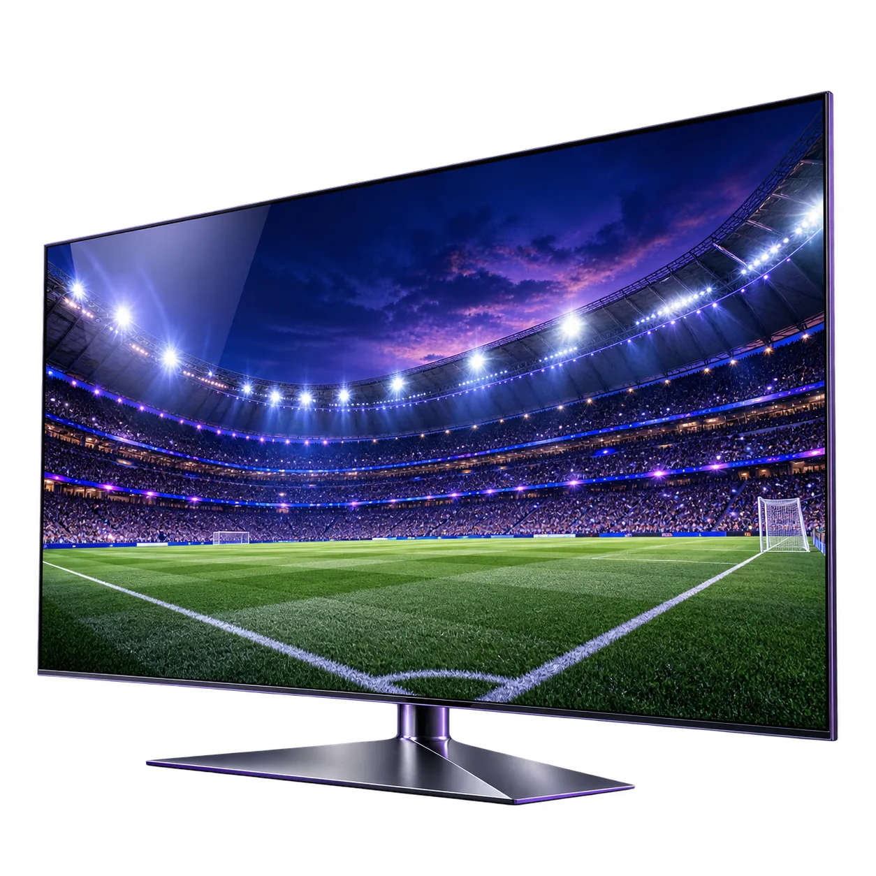 Televisie met voetbalstadion — sfeerbeeld bij iptv abonnement